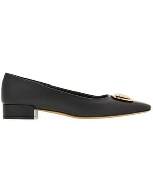 Ferragamo Vara Plate Ballet Shoes - Black