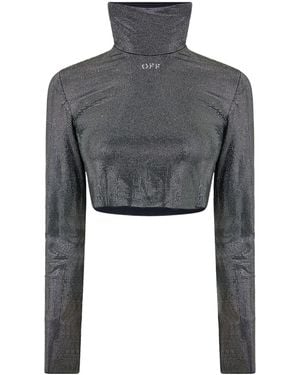 Off-White c/o Virgil Abloh Cropped Long Sleeve Tee - Gray