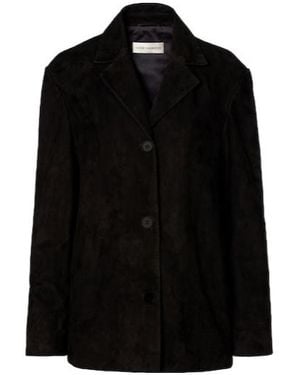 Nour Hammour Solid Suede Blazer - Black