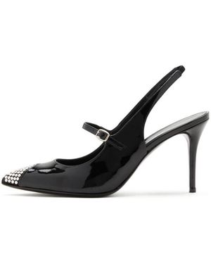 Alessandra Rich Embellished Slingback Pumps - Black