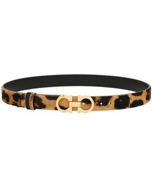 Ferragamo Ferragamo Printed Adjustable Gancini Belt - White