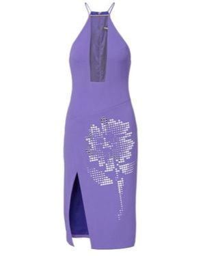 David Koma Asymmetric Embellished Floral Midi Dress - Purple