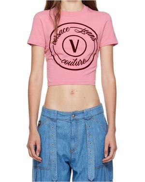 Versace Jeans Couture Circular-Logo T-Shirt - Blue