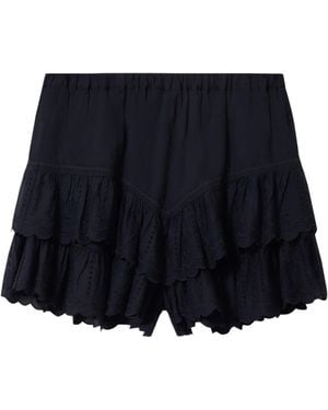 Isabel Marant Isabel Marant Étoile Embroidered Ruffle Shorts - Blue