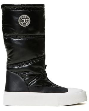 Twinset Logo-Appliqué Padded Boots - Black