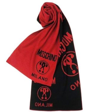 Moschino Two-Tone Printed Logo Scarf - Red