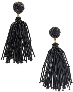Carolina Herrera Tasseled Beaded-Tone Earrings - Black