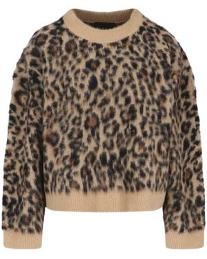 Nili Lotan Leopard Printed Brushed Jumper - Brown