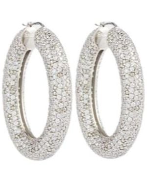 Jil Sander Crystal-Embellished Hoop Earrings - White