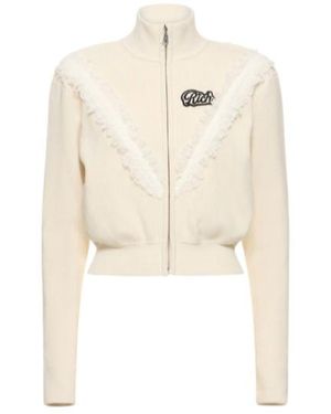 Alessandra Rich High-Neck Short Cardigan - Natural