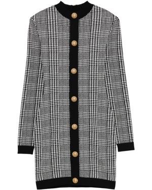 Balmain Button-Embellishment Mini Dress - Grey