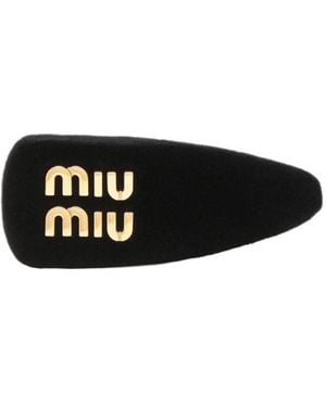 Miu Miu Logo-Embellished Clip Fastened Hair Clip - Black