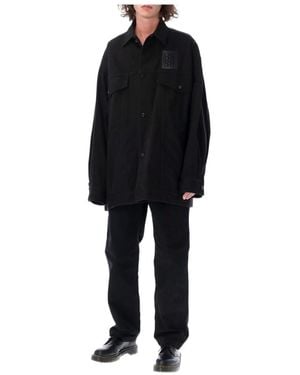 Raf Simons Graphic-Print Denim Jacket - Black