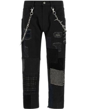 Junya Watanabe Patchwork Kilt Detail Jeans - Black
