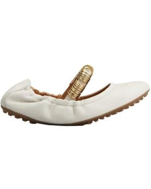 Tod's Ring Embellished Ballerinas - White