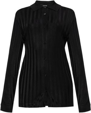 Tom Ford Stripe Pattern Button-Up Shirt - Black