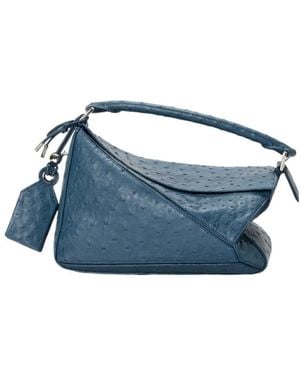 Loewe Petit Sac Featherlight Puzzle En Cuir D'Autruche - Blue