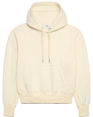 Ami Paris Long-Sleeved Drawstring Hoodie - Natural