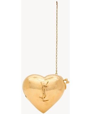 Saint Laurent Evening Mini Heart Minaudière - White