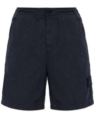 Stone Island Logo Patch Shorts - Blue