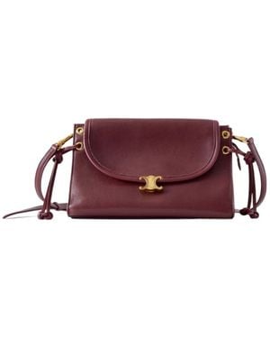 Celine Soft Triomphe Wedge Small Shoulder Bag - Purple