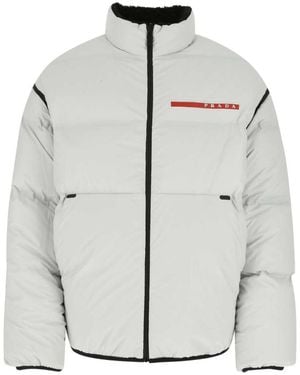 Prada Reversible Cropped Light Re-Nylon Down Jacket - Grey