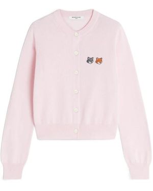 Maison Kitsuné Double Fox Head Regular Cardigan - Pink