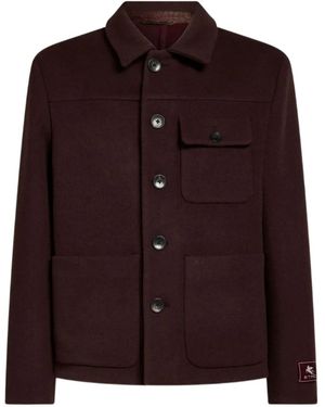 Etro Wool And Cashmere Jacquard Overshirt - Purple