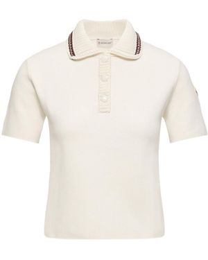 Moncler Cotton Knit Polo Shirt - White