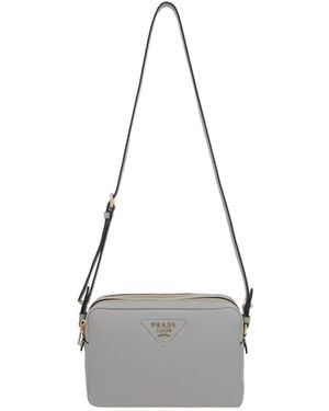 Prada Medium Zipper Shoulder Bag - White