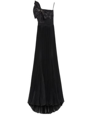 Valentino Embroidered Lightweight Georgette Long Dress - Black