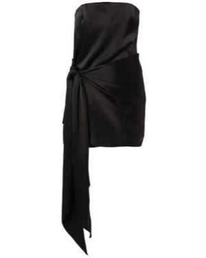 David Koma Tie-Detail Satin Minidress - Black
