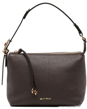 Etro Grainy Leather Shoulder Bag - Black