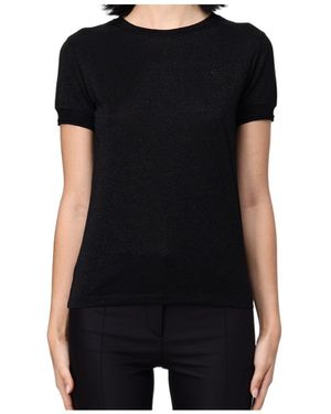 Patrizia Pepe Strass Logo Detail Knit T-Shirt - Black