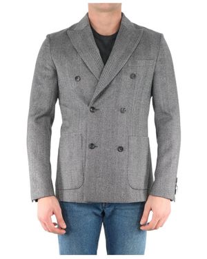 Tonello Chevron Double-Breasted Jacket - Grey