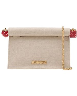 Jacquemus Logo Plaque Clutch Bag - Natural