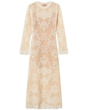 Twinset Long Jacquard-Knit Alpaca-Blend Dress - Natural