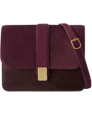KHAITE Calf Hair-Trimmed Suede Shoulder Bag - Purple