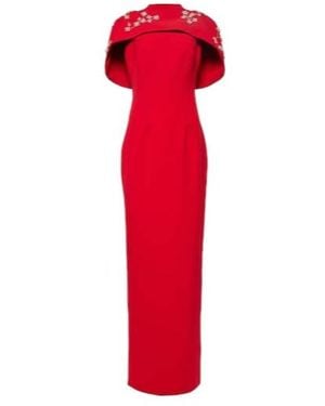 Safiyaa Embroidered Caped Crêpe Gown