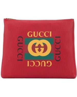 Gucci Medium Logo Printed Handbag - Red