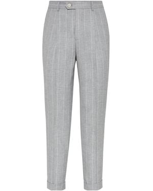 Brunello Cucinelli Striped Tailored Trousers - Grey