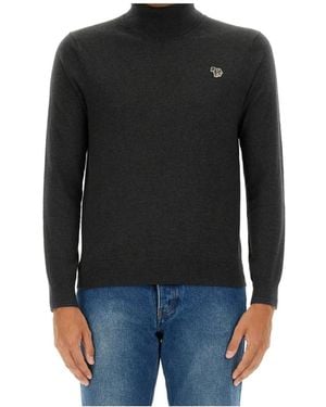 Paul Smith Ps Paul Smith Zebra Roll Neck Jumper - Black