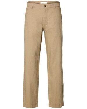 SELECTED 196 Straight Fit Linen Pants - Natural