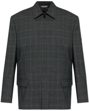 Balenciaga Chequered Collared Jacket - Grey