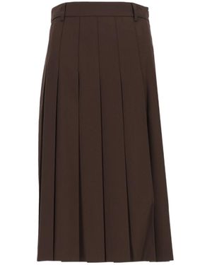 DUNST Pleated Long Skirt - Brown