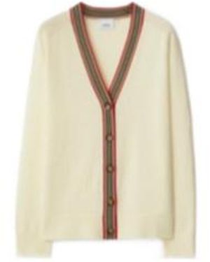 Burberry V-Neck Knitted Cardigan - Natural