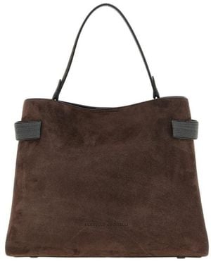 Brunello Cucinelli Embellished Top Handle Bag - Brown