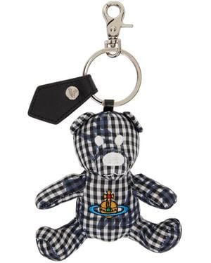 Vivienne Westwood Checked Teddy Bear Keychain - White