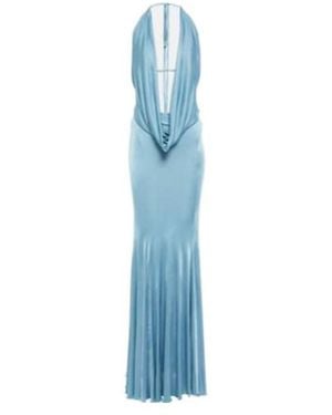 Blumarine Open-Back Satin Gown - Blue