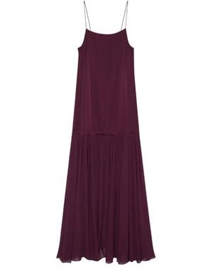 Anine Bing Clementine Pleated-Skirt Maxi Dress - Purple